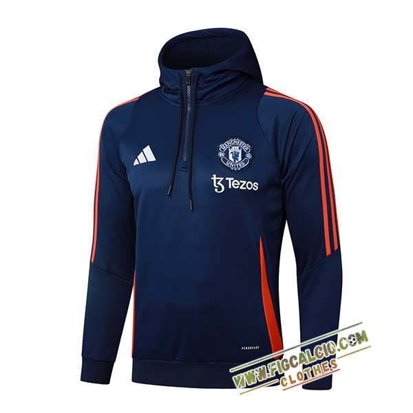 Felpa Allenamento Cappuccio Manchester United Blu Reale 2025/2026