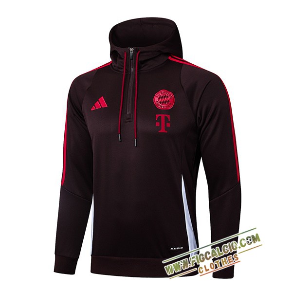 Felpa Allenamento Cappuccio Bayern Monaco Marrone/Bianco 2025/2026
