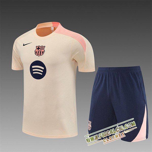 Kit Maglia Allenamento FC Barcellona Bambino Beige/Rosa 2025/2026
