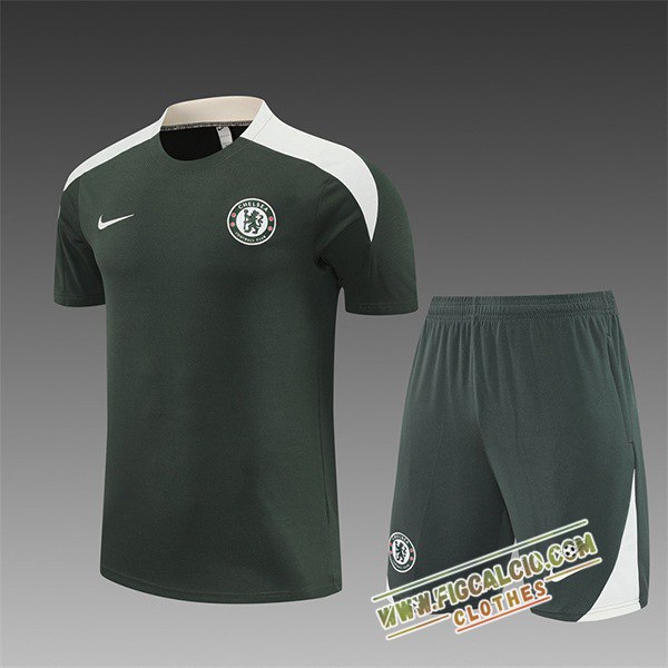 Kit Maglia Allenamento FC Chelsea Bambino Verde/Bianco 2025/2026