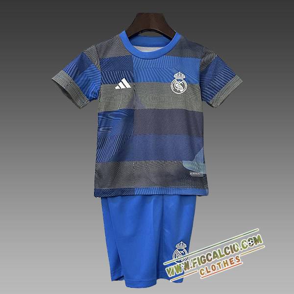 Kit Maglia Allenamento Real Madrid Bambino Blu/Verde 2025/2026
