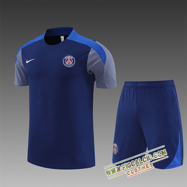 Kit Maglia Allenamento PSG Bambino Blu Reale 2025/2026