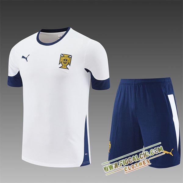 Kit Maglia Allenamento Portogallo Bambino Bianco/Blu 2025/2026