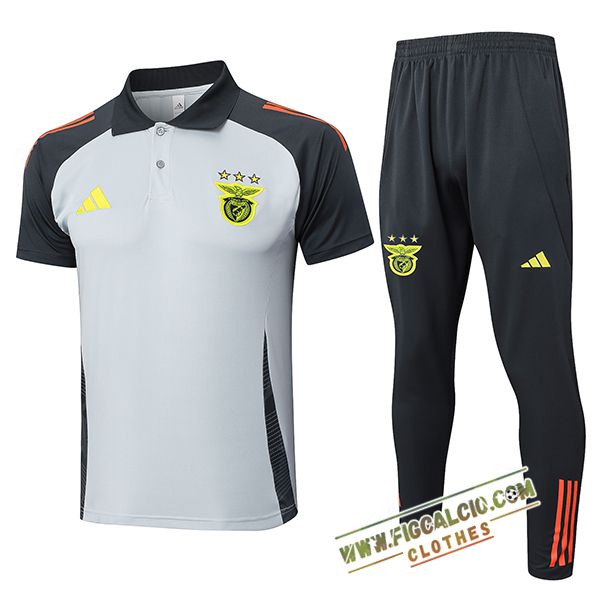 Kit Maglia Polo S.L.Benfica Grigio/Nero 2025/2026