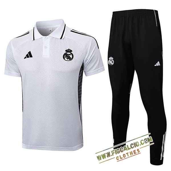 Kit Maglia Polo Real Madrid Bianco/Nero 2025/2026