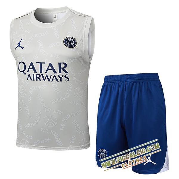Kit Canotta Allenamento PSG Grigio Chiaro 2025/2026