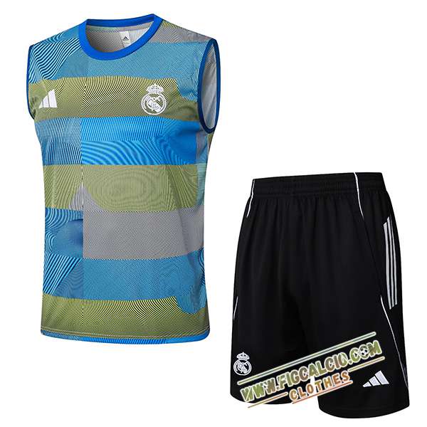 Kit Canotta Allenamento Real Madrid Blu/Verde 2025/2026