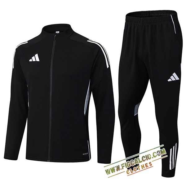 Insieme Tuta Calcio Giacca Adidas Nero/Bianco/Grigio 2025/2026