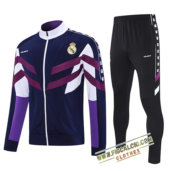 Insieme Tuta Calcio Giacca Real Madrid Blu/viola/Bianco 2025/2026