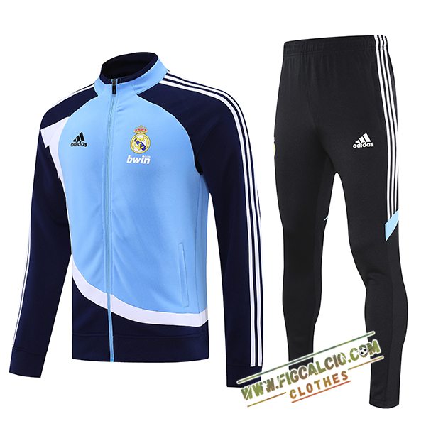 Insieme Tuta Calcio Giacca Real Madrid Blu/Bianco 2025/2026