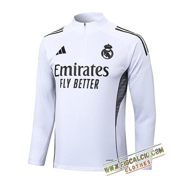 Felpa Allenamento Real Madrid Bianco/Nero 2025/2026