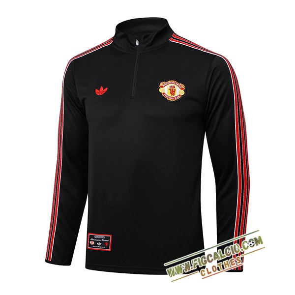 Felpa Allenamento Manchester United Nero/Rosso 2025/2026