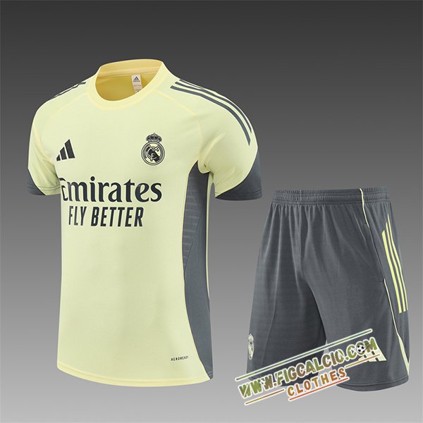 Kit Maglia Allenamento Real Madrid Bambino Giallo/Grigio 2025/2026