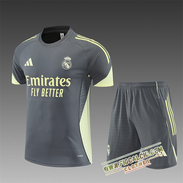 Kit Maglia Allenamento Real Madrid Bambino Grigio Scuro 2025/2026