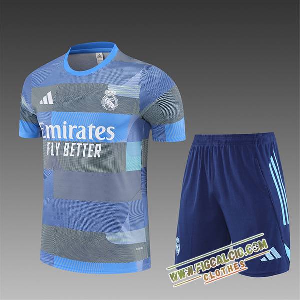 Kit Maglia Allenamento Real Madrid Bambino Blu/Grigio 2025/2026