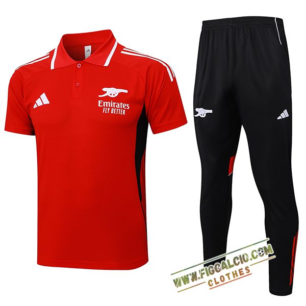 Kit Maglia Polo Arsenal Rosso/Nero 2025/2026
