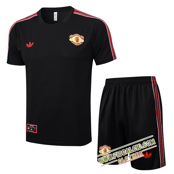 Kit Maglia Allenamento Manchester United Nero/Rosso 2025/2026