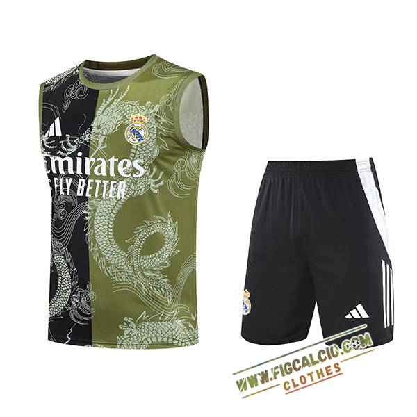 Kit Canotta Allenamento Real Madrid Nero/Verde 2025/2026
