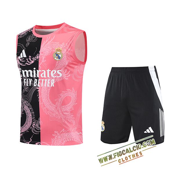 Kit Canotta Allenamento Real Madrid Nero/Rosa 2025/2026
