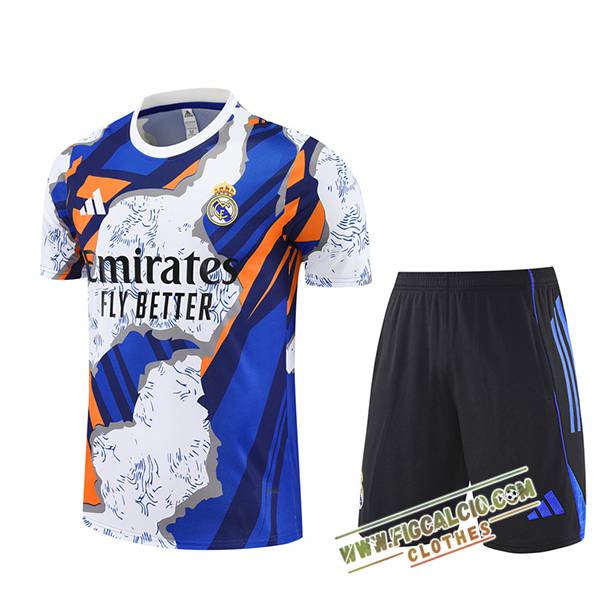 Kit Maglia Allenamento Real Madrid Bianco/Blu/Arancia 2025/2026