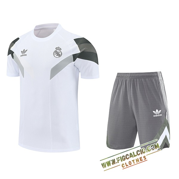 Kit Maglia Allenamento Real Madrid Bianco/Grigio 2025/2026