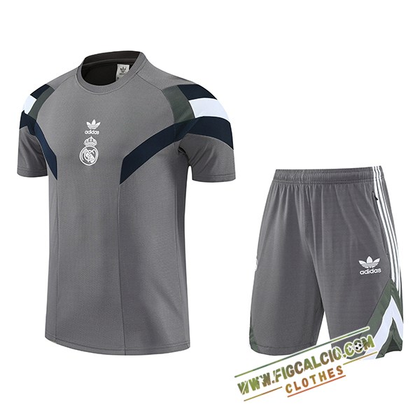 Kit Maglia Allenamento Real Madrid Grigio/Bianco 2025/2026