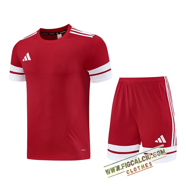 Kit Maglia Allenamento Adidas Rosso/Bianco 2025/2026