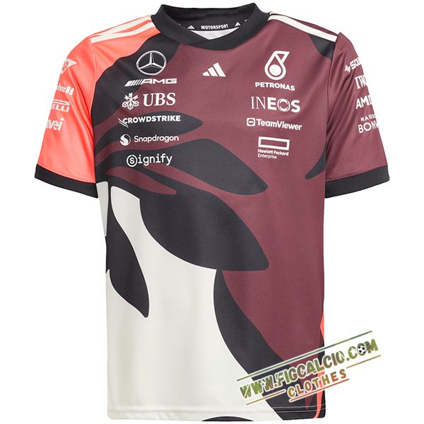 T-Shirt Mercedes Benz F1 Team Bianco/Marrone/Nero/Arancia 2025