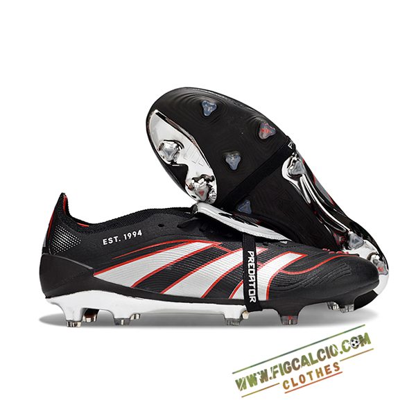 Adidas Scarpe Da Calcio 25 Predator Elite Tongue FG Nero/Bianco/Rosso