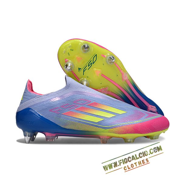 Adidas Scarpe Da Calcio F50 Elite Laceless SG Blu/Verde/Rosa