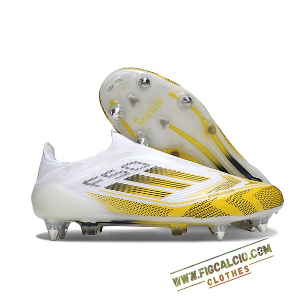 Adidas Scarpe Da Calcio F50 Elite Laceless SG Bianco/Giallo