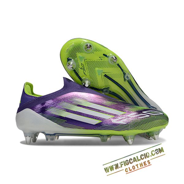 Adidas Scarpe Da Calcio F50 Elite Laceless SG viola/Verde/Bianco