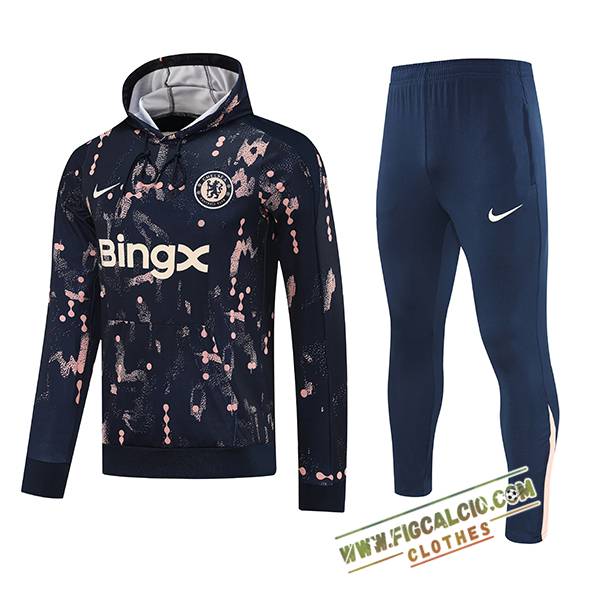 Insieme Giacca Con Cappuccio Tuta FC Chelsea Blu/Rosa 2025/2026