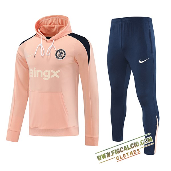 Insieme Giacca Con Cappuccio Tuta FC Chelsea Rosa/Nero 2025/2026