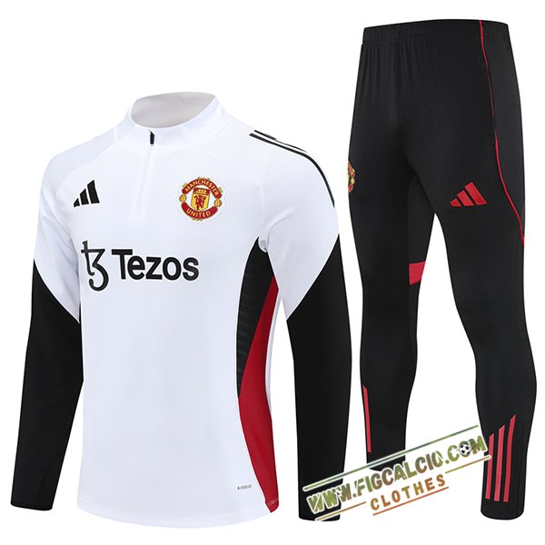 Insieme Tuta Calcio Manchester United Bianco/Nero/Rosso 2025/2026 -02