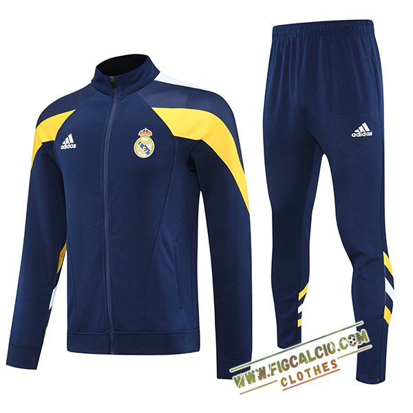 Insieme Tuta Calcio Giacca Real Madrid Blu/Giallo 2025/2026