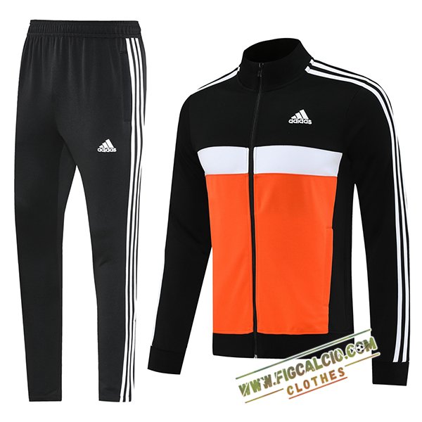 Insieme Tuta Calcio Giacca Adidas Nero/Arancia/Bianco 2025/2026