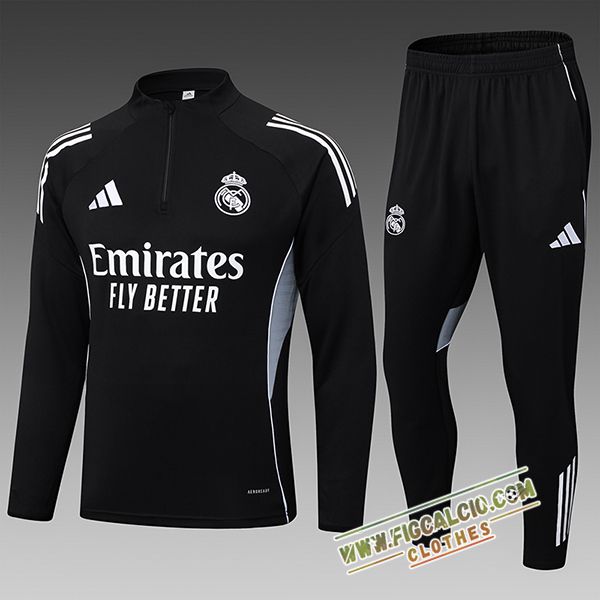Insieme Tuta Calcio Real Madrid Bambino Nero/Grigio 2025/2026