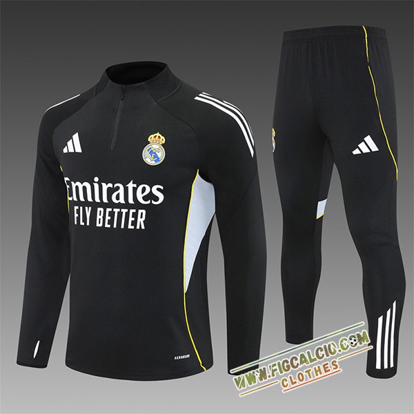 Insieme Tuta Calcio Real Madrid Bambino Nero 2025/2026