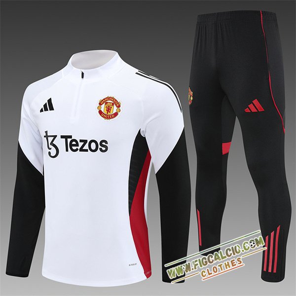 Insieme Tuta Calcio Manchester Bambino United Bianco/Nero/Rosso 2025/2026