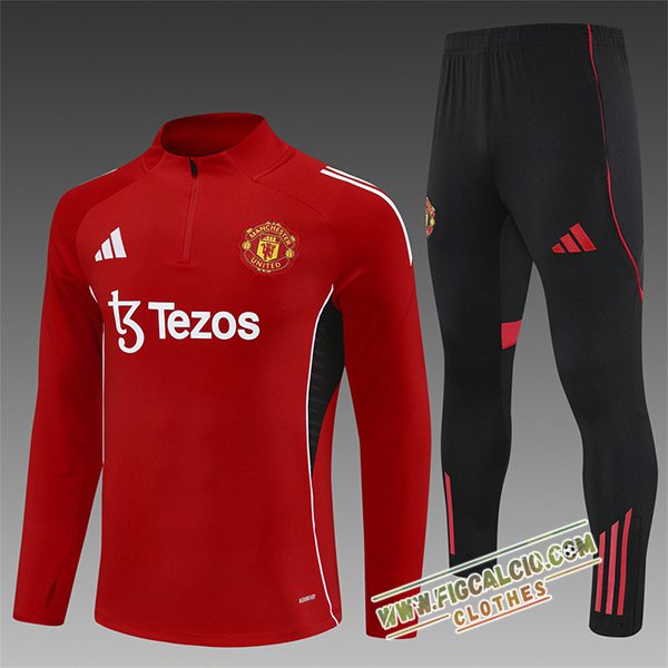 Insieme Tuta Calcio Manchester Bambino United Rosso 2025/2026