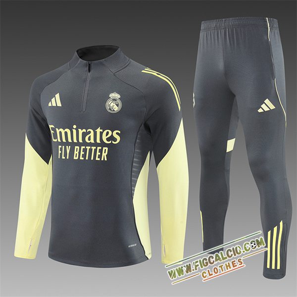 Insieme Tuta Calcio Real Madrid Bambino Grigio/Giallo 2025/2026