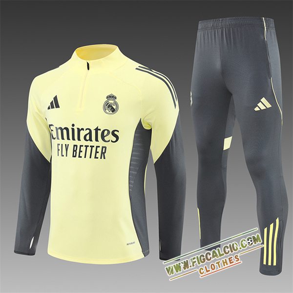 Insieme Tuta Calcio Real Madrid Bambino Giallo/Grigio 2025/2026