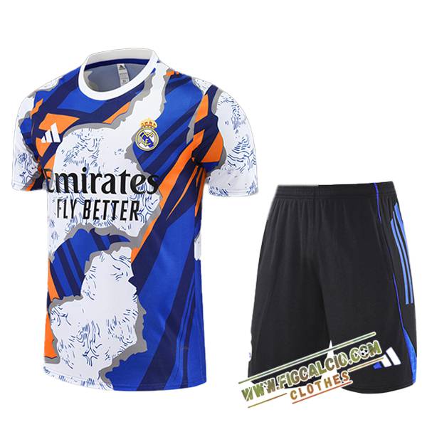 Kit Maglia Allenamento Real Madrid Bambino Bianco/Blu/Arancia 2025/2026