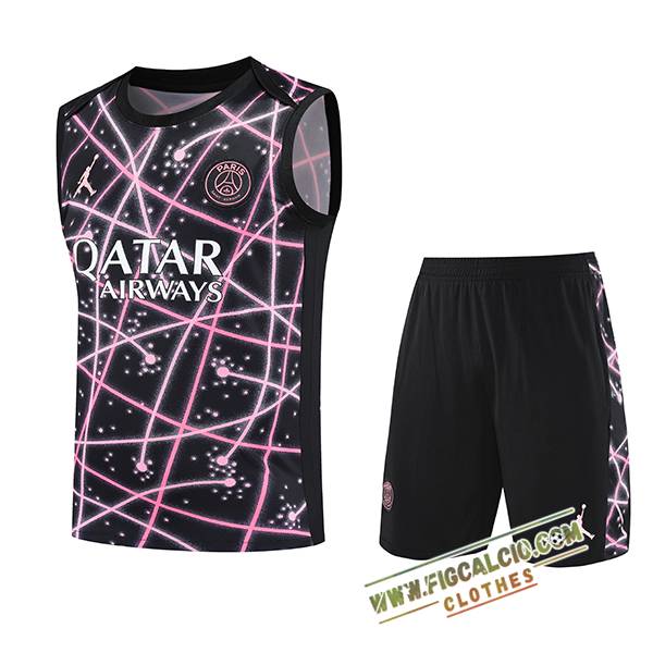 Kit Canotta Allenamento PSG Nero/Rosa 2025/2026 -02