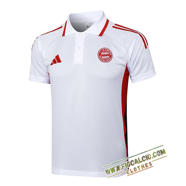 Maglia Polo Bayern Monaco Bianco/Rosso 2025/2026 -02