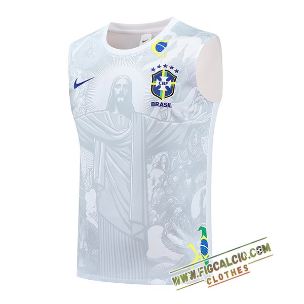 Canotta Allenamento Brasile Bianco/Grigio 2025/2026