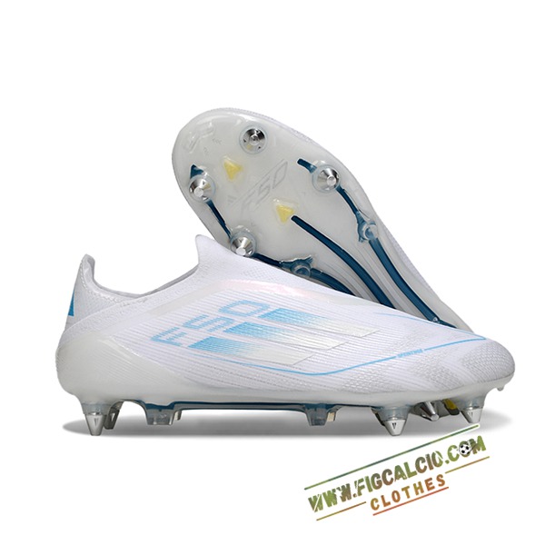 Adidas Scarpe Da Calcio F50 Elite Laceless SG Bianco/Blu