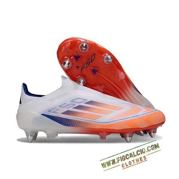 Adidas Scarpe Da Calcio F50 Elite Laceless SG Bianco/Blu/Arancia