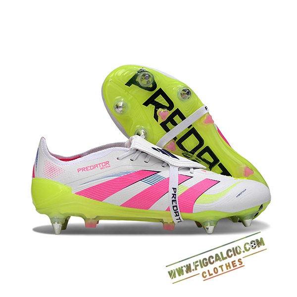 Adidas Scarpe Da Calcio 25 Predator Elite Tongue SG Bianco/Rosa/Verde -02